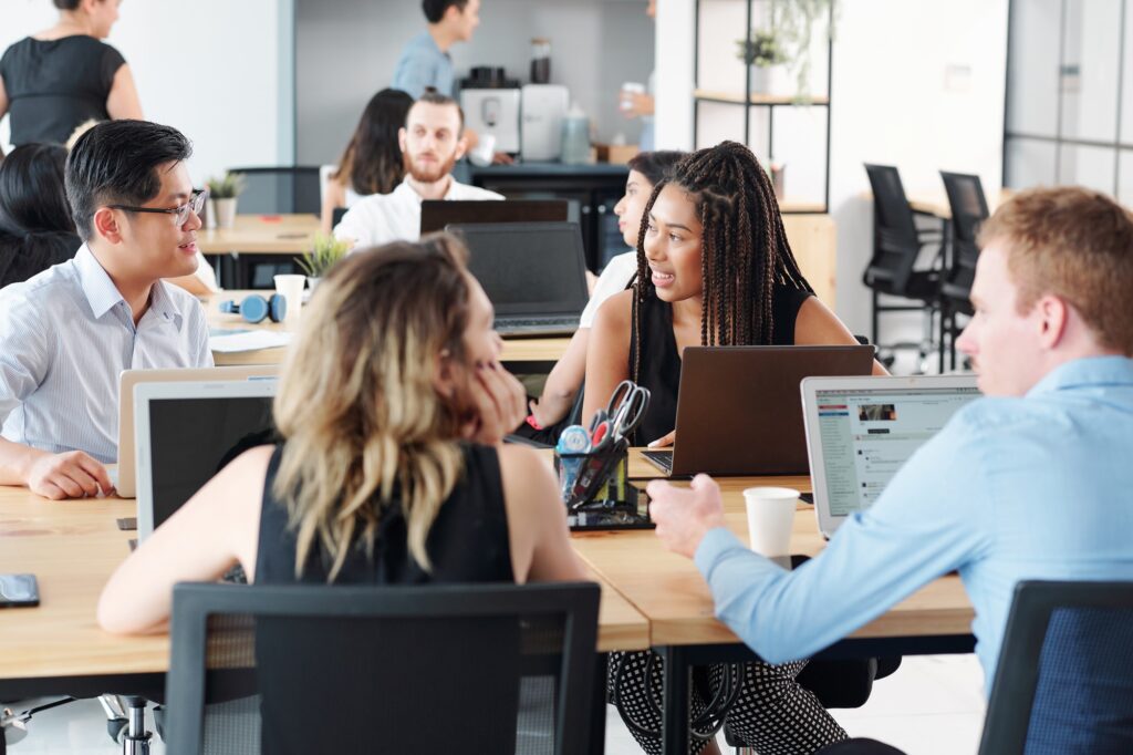 People working with computers at office