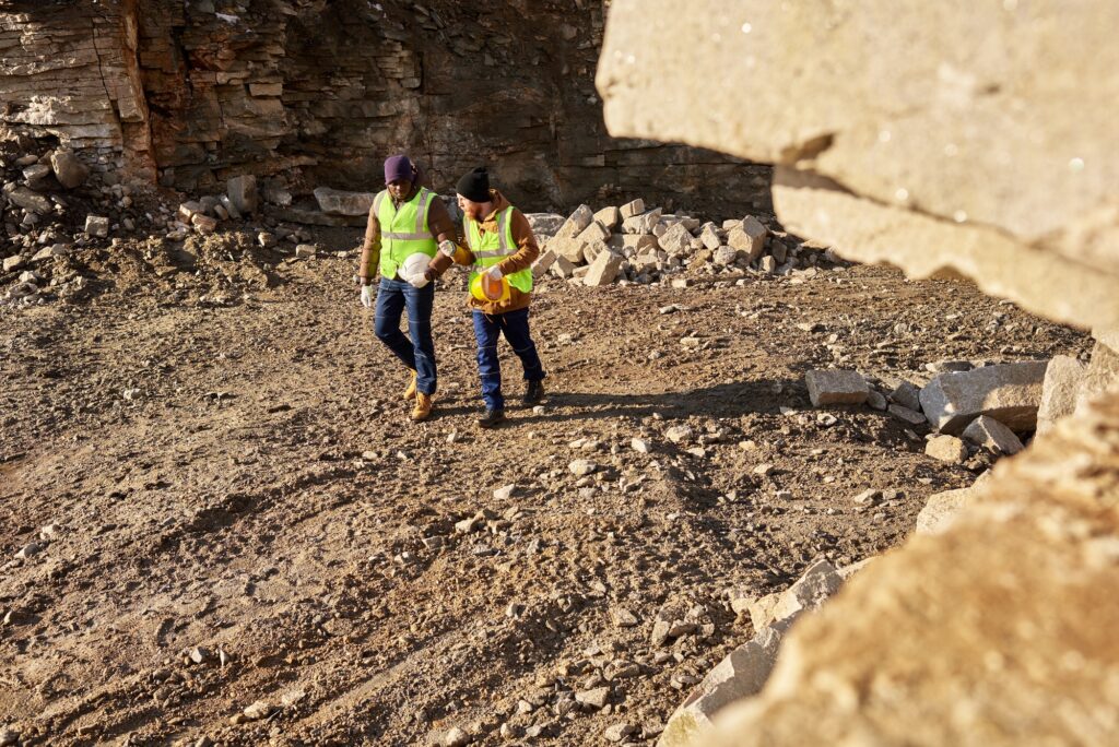 Workers Walking on Site