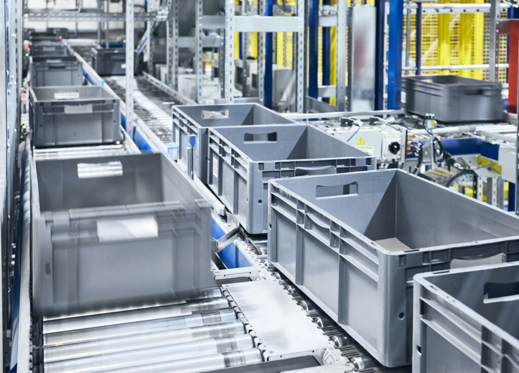 Modern box conveyor system.