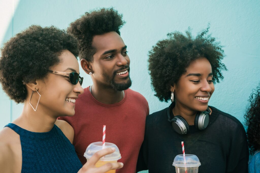 Multi-ethnic group of friends having fun together.